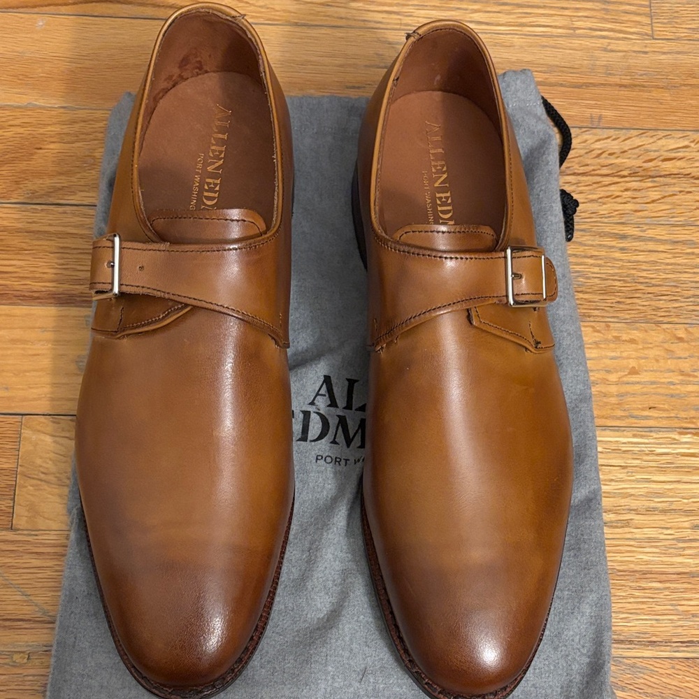 Allen Edmonds Men's Brown Plymouth Single Monk Strap Dress Shoe